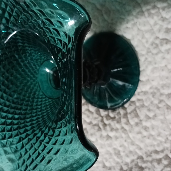 Vintage Pressed Glass Pedestal Compote Bowl Diamond Point - Picture 6 of 8